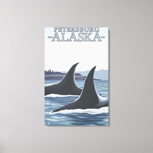 Lienzo Ballenas orcas #1 - Petersburgo, Alaska (Anverso)