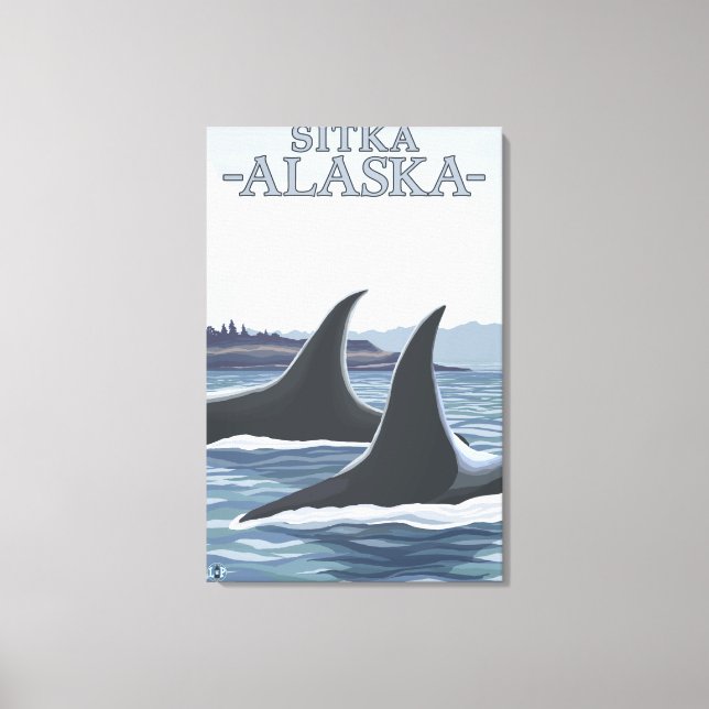Lienzo Ballenas orcas #1 - Sitka, Alaska (Anverso)
