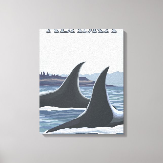 Lienzo Ballenas Orcas #1 - Whittier, Alaska (Anverso)