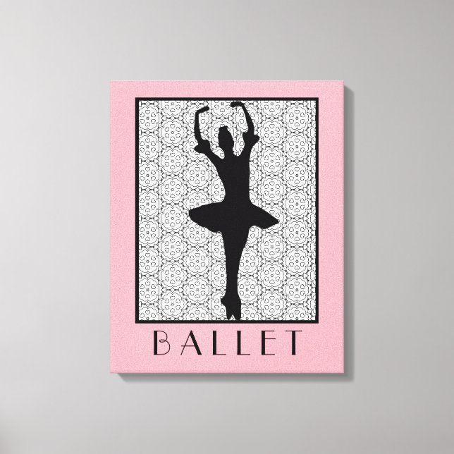 Lienzo Ballerina Silhouette sobre un patrón de Mandala de (Anverso)