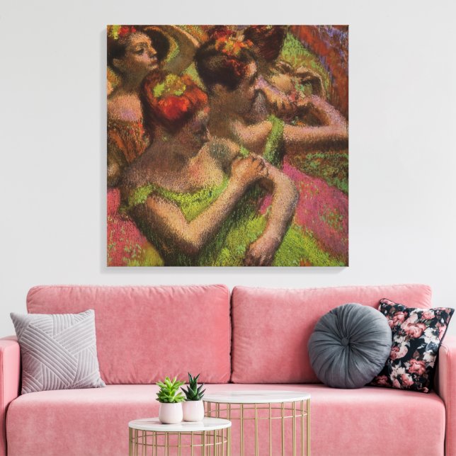 Lienzo Ballerinas Adjusting Their Dresses (Edgar Degas) (Insitu (Sala de estar))
