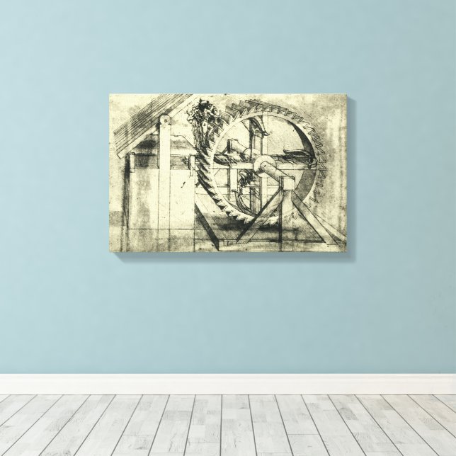Lienzo Ballesta de Leonardo da Vinci propulsada por una c (Insitu (piso de madera))