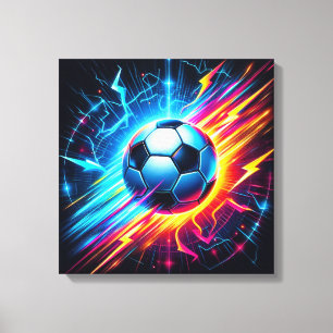 Lienzo Balón de fútbol eléctrico futurista relámpago