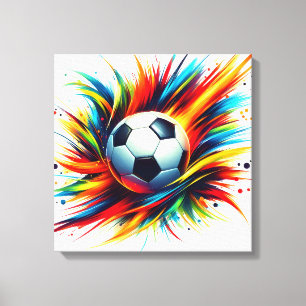Lienzo Balón de fútbol futurista abstracto