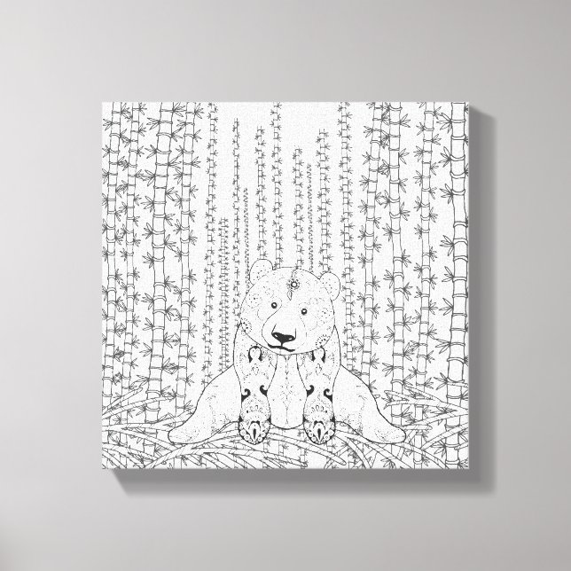 Lienzo Bamboo Panda Doodle 6 (Anverso)