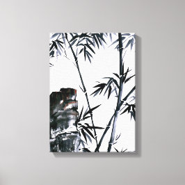 Lienzo Bambú con piedra