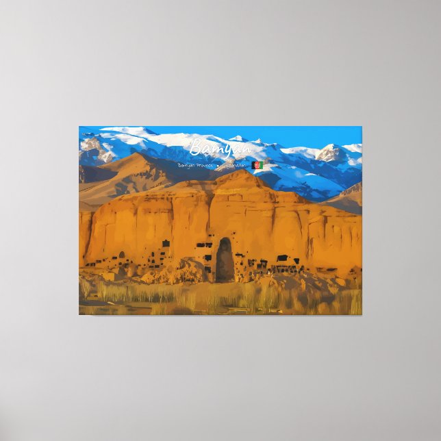 Lienzo Bamyan, Afganistán - Valle del acantilado de Buda (Anverso)