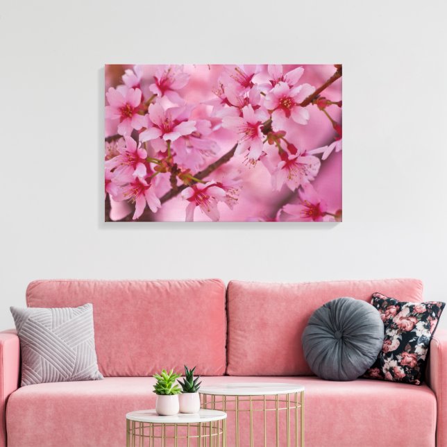 Lienzo Bañada en Poster japonés rosa de flores de cerezo (Insitu (Sala de estar))