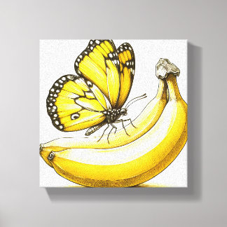 Lienzo Banana Esbozada Mariposa Canvas Wall Art
