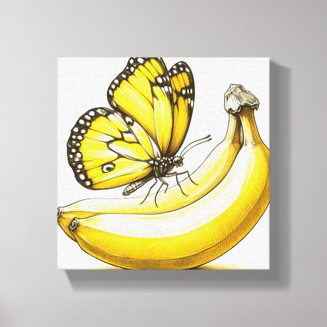 Lienzo Banana Esbozada Mariposa Canvas Wall Art (Anverso)