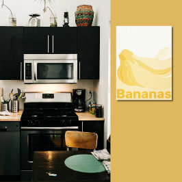 Lienzo Bananas estilizadas Pared de cocina amarillenta y