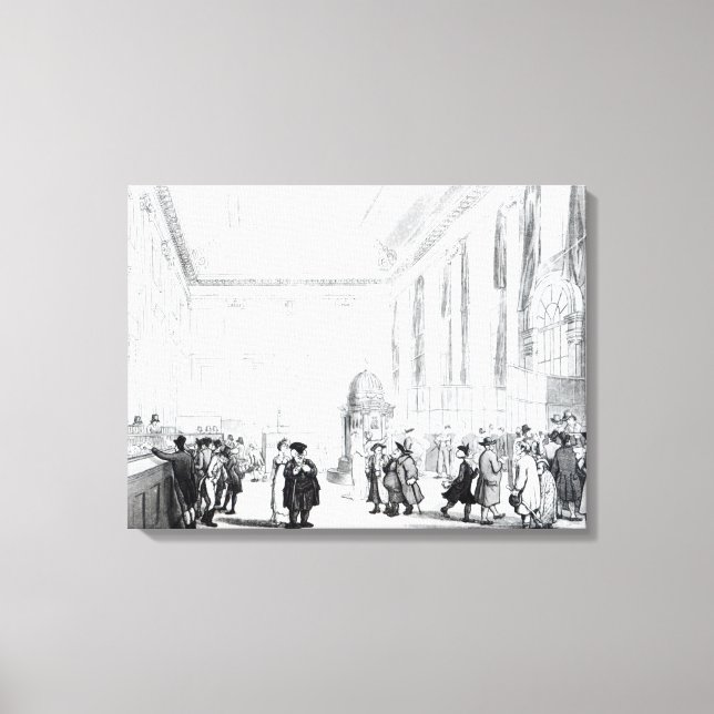 Lienzo Banco de Inglaterra, Great Hall, de Ackermann's (Anverso)