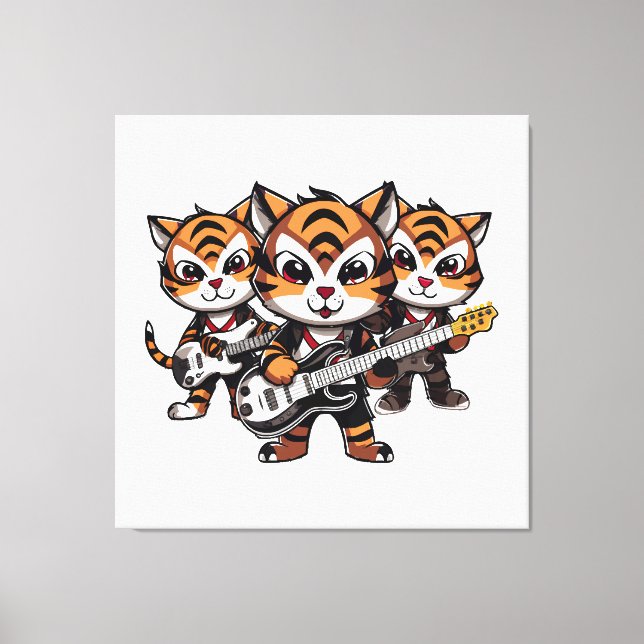 Lienzo Banda de tigres tocando (Anverso)