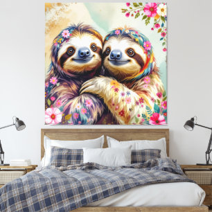 Lienzo Bandas acuáticas florales 1