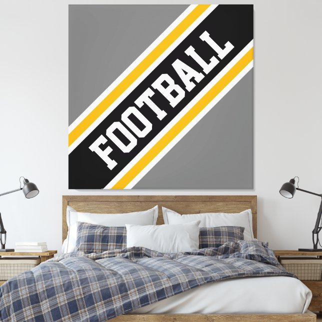 Lienzo Bandas de FÚTBOL Amarillo Gris Negra Atlético Negr (Insitu(Dormitorio))