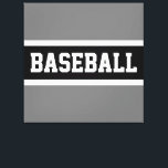 Lienzo Bandas de gris blanco negro y deportivo de BASEBAL<br><div class="desc">Este diseño deportivo presenta texto de BÉISBOL atlético dentro de una franja central negra resaltada en blanco contra bordes exteriores grises.</div>