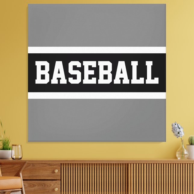 Lienzo Bandas de gris blanco negro y deportivo de BASEBAL (Insitu (Sala de estar))