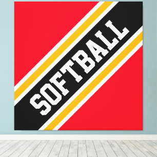 Lienzo Bandas de SOFTBALL negro brillante rojo brillante