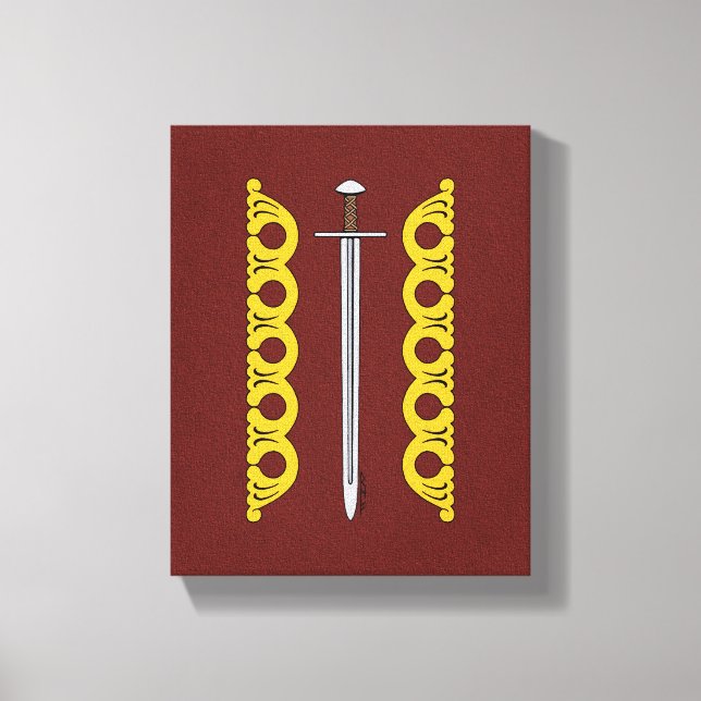 Lienzo Bandas decorativas y espadas medievales normandas (Anverso)