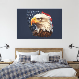 Lienzo Bandera americana águila calva