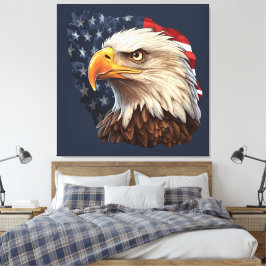 Lienzo Bandera americana águila calva
