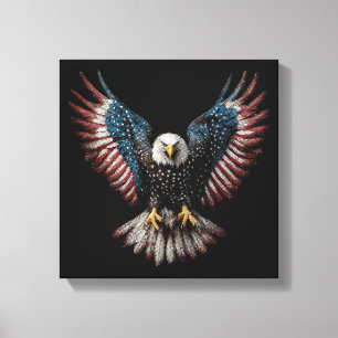 Lienzo Bandera Americana Águila Calva 4 de Julio USA Patr
