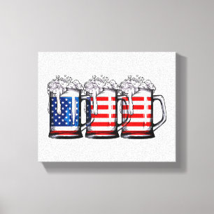 Lienzo Bandera Americana de Cerveza 4 de Julio Hombres Mu