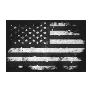 Lienzo Bandera americana del Grunge blanco y negro