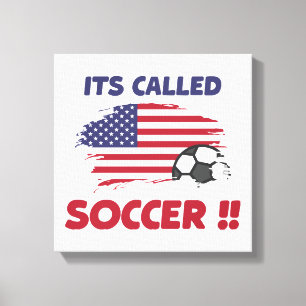 Lienzo Bandera americana divertida se llama FUTBOL no FOO