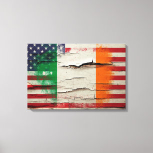 Lienzo Bandera americana irlandesa de la pintura el   del