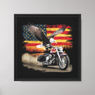 Lienzo Bandera Americana Motocicleta Tshirt Estados Unido