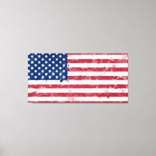 Lienzo Bandera americana pintada salpicadura