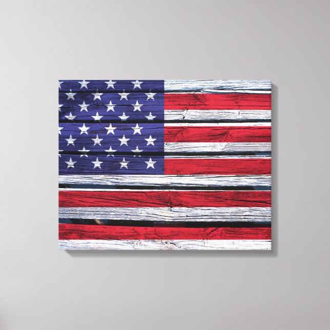 Lienzo Bandera Americana Rustic Wood (Anverso)