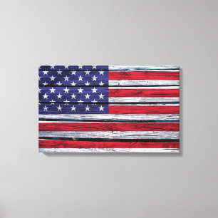 Lienzo Bandera Americana Rustic Wood