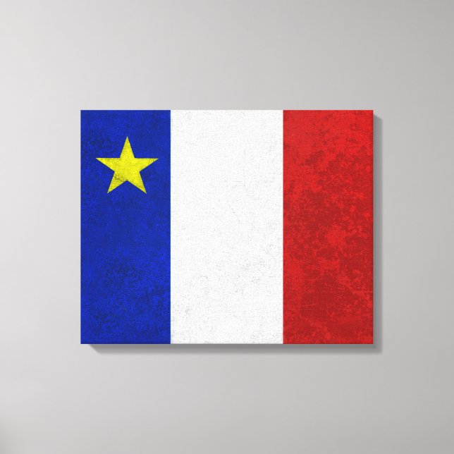 Lienzo Bandera de Acadia Molestada Grunge (Anverso)