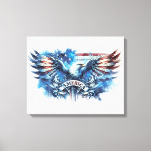 Lienzo Bandera de Águila y Estados Unidos.Patriótico.