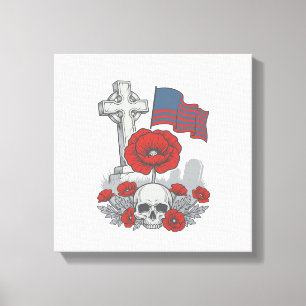 Lienzo Bandera de amapola conmemorativa Cruz de grabado v