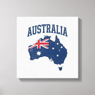 Lienzo Bandera de Australia Mapa Gráfico Antiguo Deterior