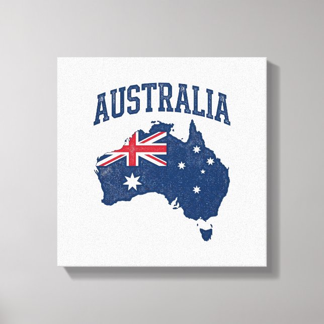 Lienzo Bandera de Australia Mapa Gráfico Antiguo Deterior (Anverso)