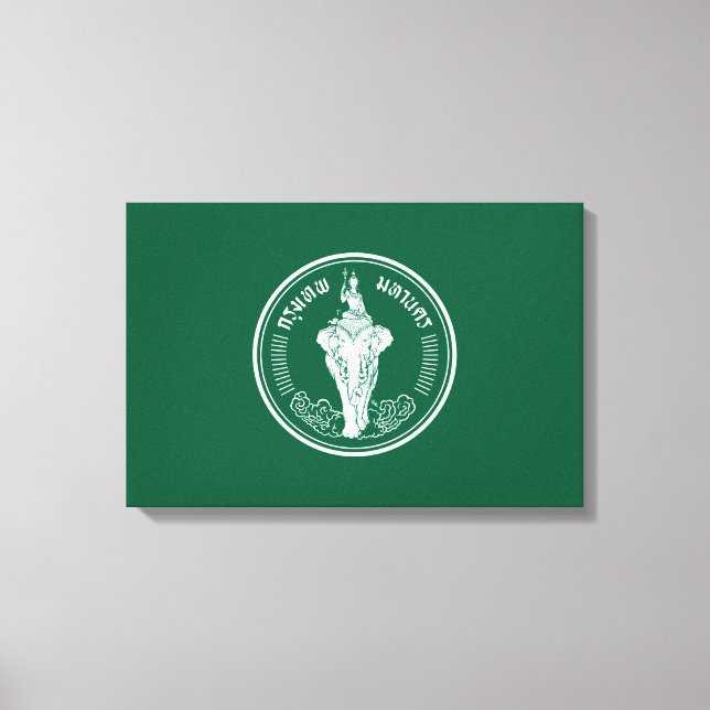 Lienzo Bandera de Bangkok (ciudad capital de Tailandia) (Anverso)
