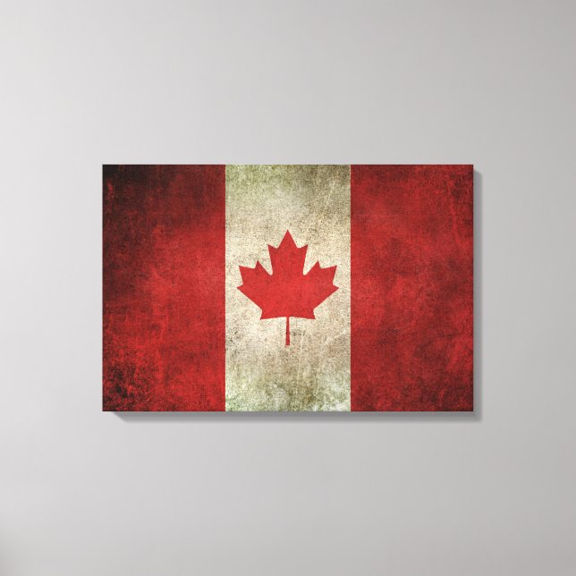 Lienzo Bandera de Canadá con problemas de cosecha (Anverso)