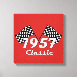 Lienzo Bandera de cuadros negros y blancos Retro 1957