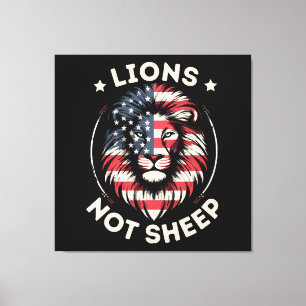 LIENZO BANDERA DE EE. UU., LEONES NO OVEJAS