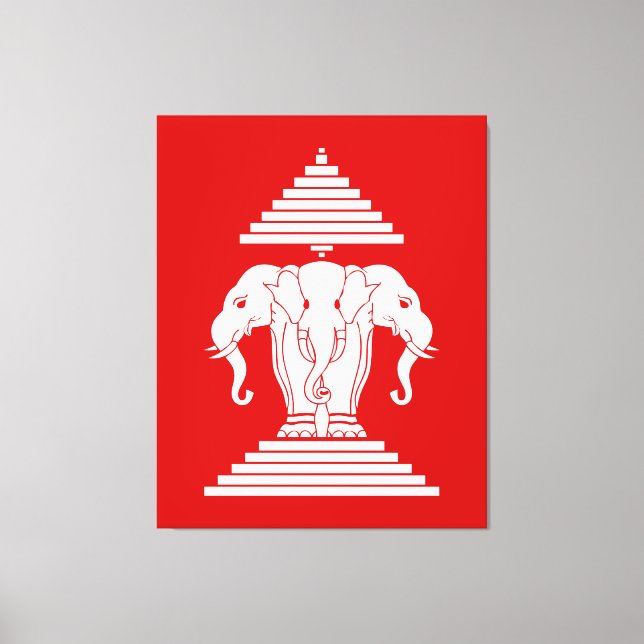 Lienzo Bandera de Erawan Three Heheed Elephant Lao/Laos (Anverso)