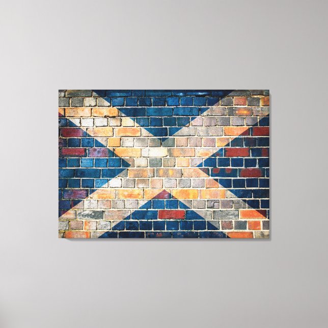 Lienzo Bandera de Escocia en una pared de ladrillo (Anverso)