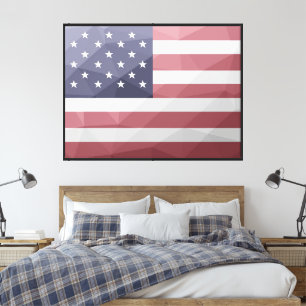 Lienzo Bandera de Estados Unidos Malla Geométrica Red Whi