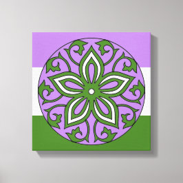 Lienzo Bandera de género Colores Floral Mandala LGBT