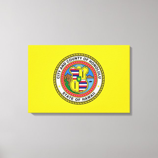 Lienzo Bandera de Honolulu (Hawái) (Anverso)