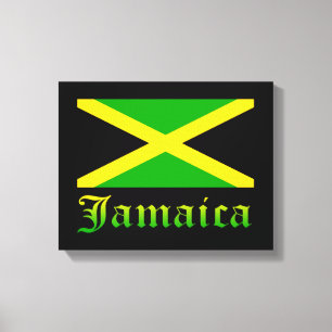 Lienzo Bandera de Jamaica, negra, verde y amarilla