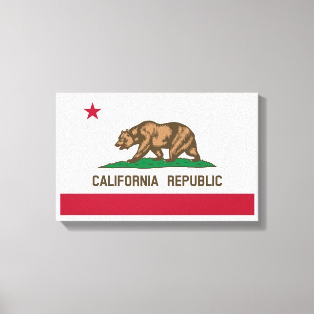Lienzo Bandera de la república de California en blanco y  (Anverso)